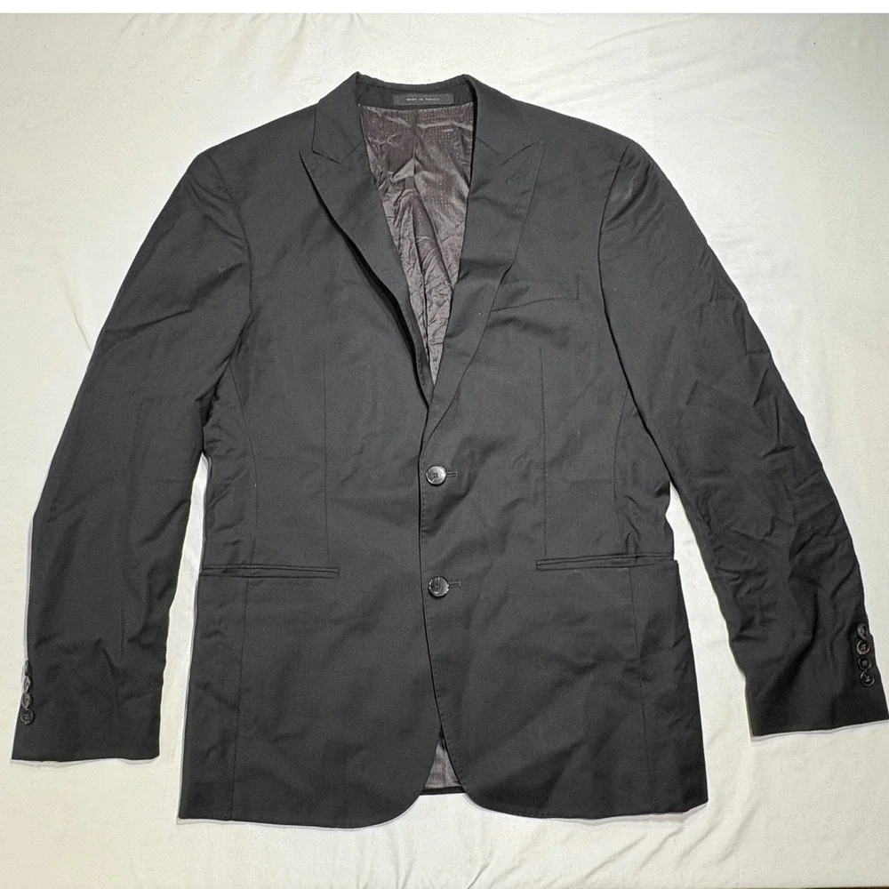 Hugo Boss‎ Blazer Mens 38R Black Reda Super 110 Wool Rayman Wayne Suit Jacket